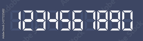 flat vector image on black background, set of numbers on calculator liquid crystal display