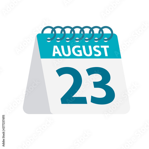 August 23 - Calendar Icon. Vector illustration of one day of month. Desktop Calendar Template