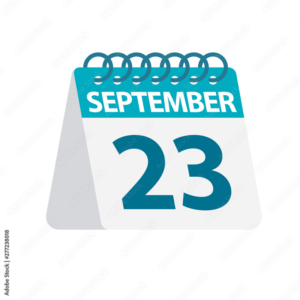 Fototapeta premium September 23 - Calendar Icon. Vector illustration of one day of month. Desktop Calendar Template