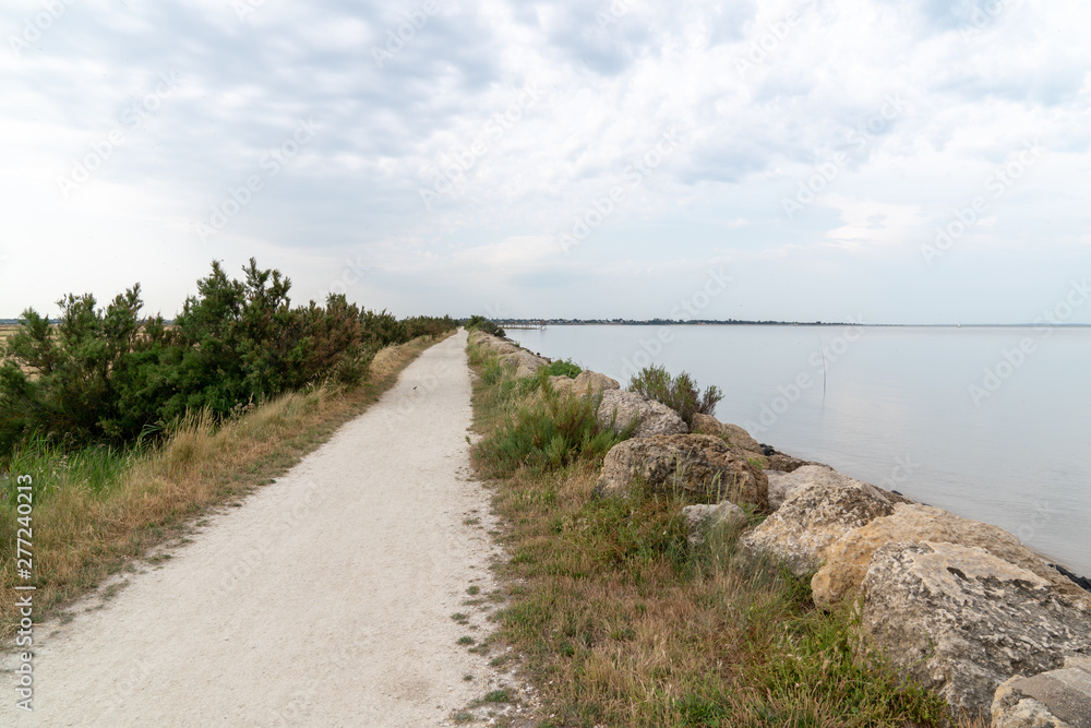 walking path and bike on the beach of Fouras Charente in France