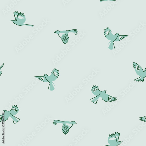 Fototapeta Green mockingbird Seamless Pattern