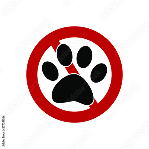 A red circle on a white background, a stop sign. No   Pets allowed