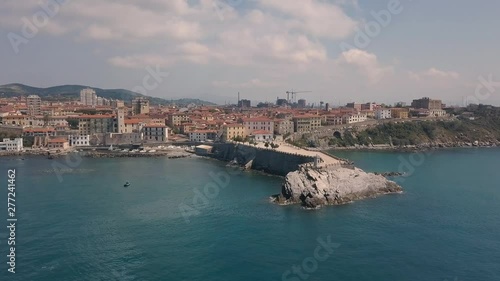 Wallpaper Mural Aerial view of the coast of Piombino. Flying over the pier.. Maremma Tuscany Italy Torontodigital.ca