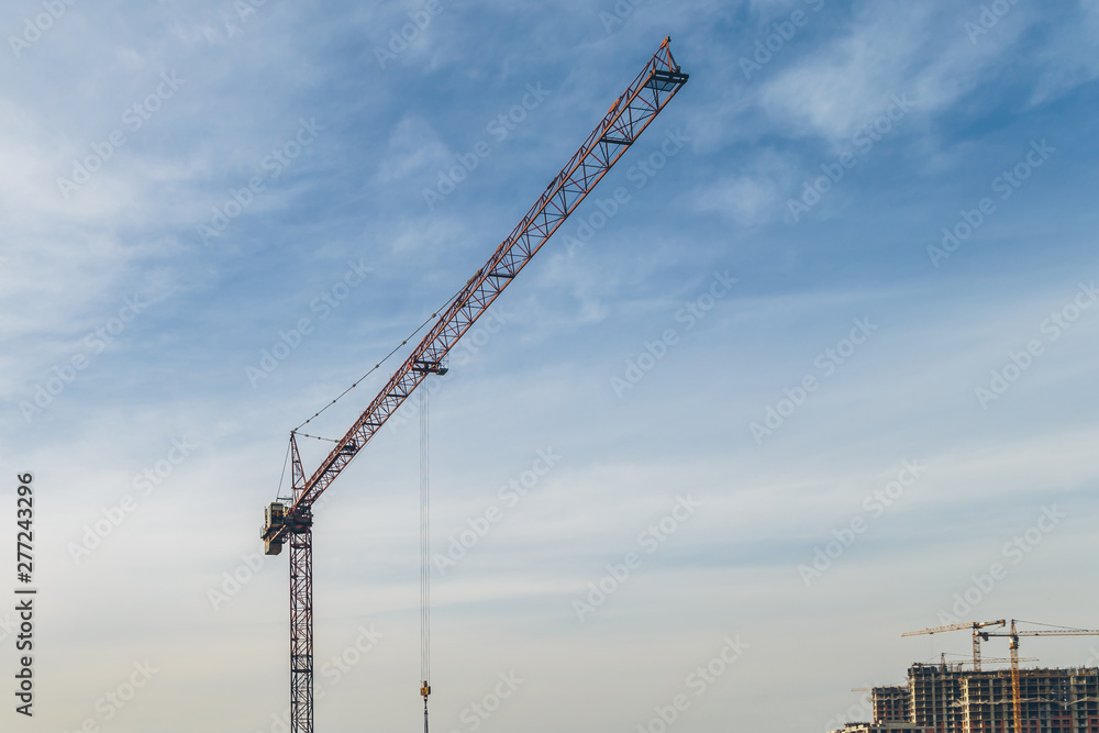 construction crane at work close up construction crane at work close up