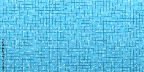 The surface of the water in the pool, top view. Vector blue summer background (size 2:1). EPS 10.