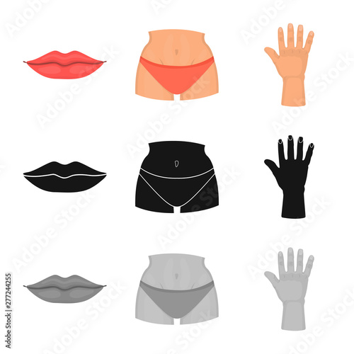 Vector design of body and part icon. Set of body and anatomy stock symbol for web.