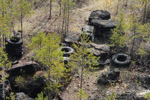 Tires discarded in the out-of-doors