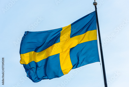 Swedish flag waving in the breeze.
