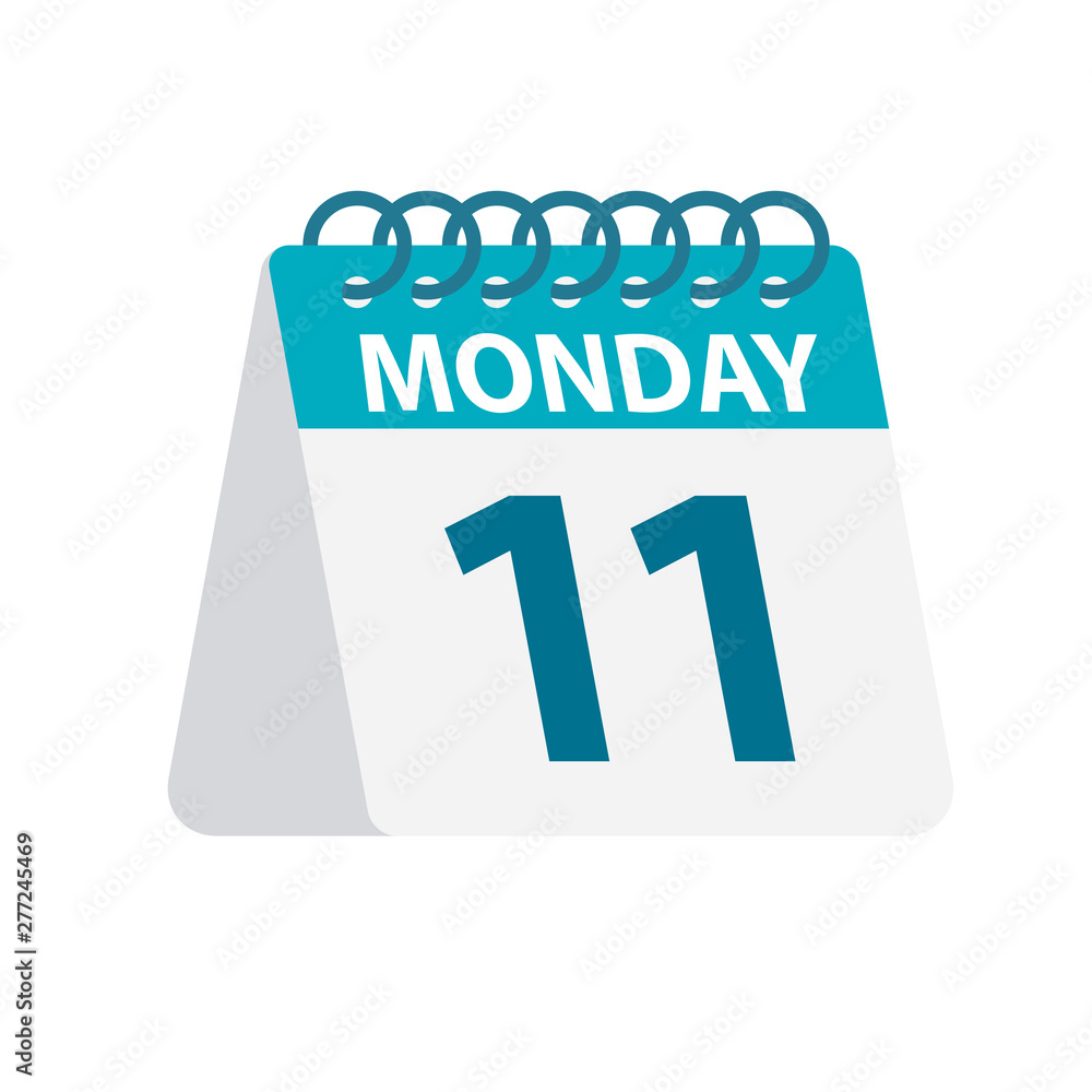 Monday 11 - Calendar Icon. Vector illustration of week day paper leaf. Calendar Template Monday 11 - Calendar Icon. Vector illustration of week day paper leaf. Calendar Template
