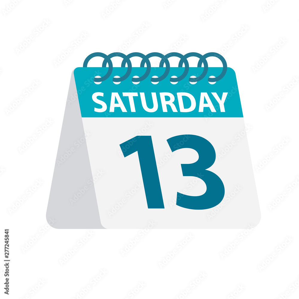 Saturday 13 - Calendar Icon. Vector illustration of week day paper leaf. Calendar Template Saturday 13 - Calendar Icon. Vector illustration of week day paper leaf. Calendar Template