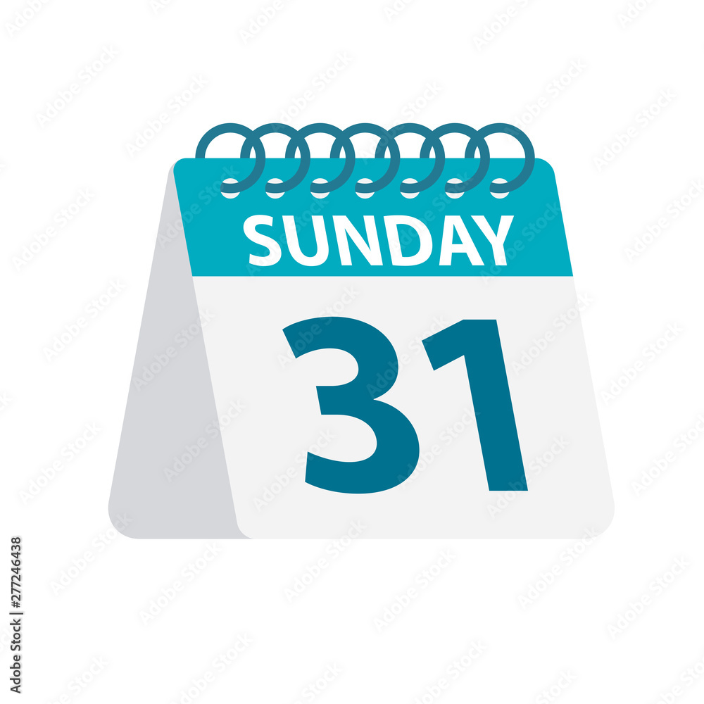 Sunday 31 - Calendar Icon. Vector illustration of week day paper leaf. Calendar Template Sunday 31 - Calendar Icon. Vector illustration of week day paper leaf. Calendar Template