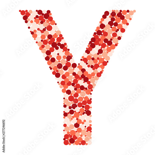 Y letter color distributed circles dots illustration