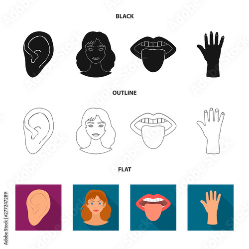 Vector design of body and part logo. Collection of body and anatomy stock vector illustration.