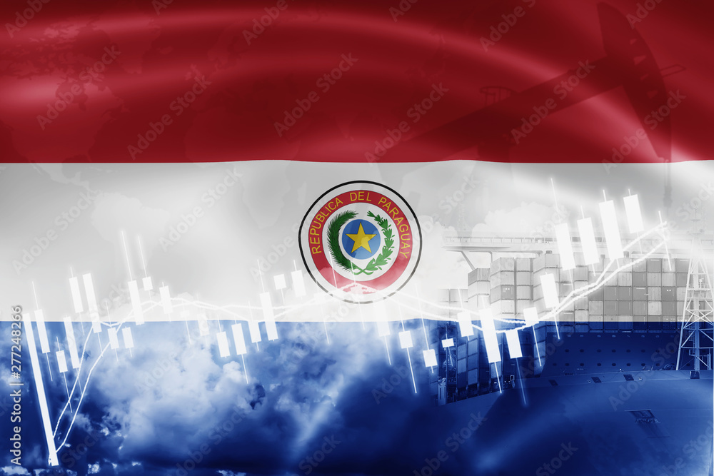 Paraguay flag, stock market, exchange economy and Trade, oil production ...