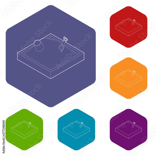 Sandbox icons vector colorful hexahedron set collection isolated on white