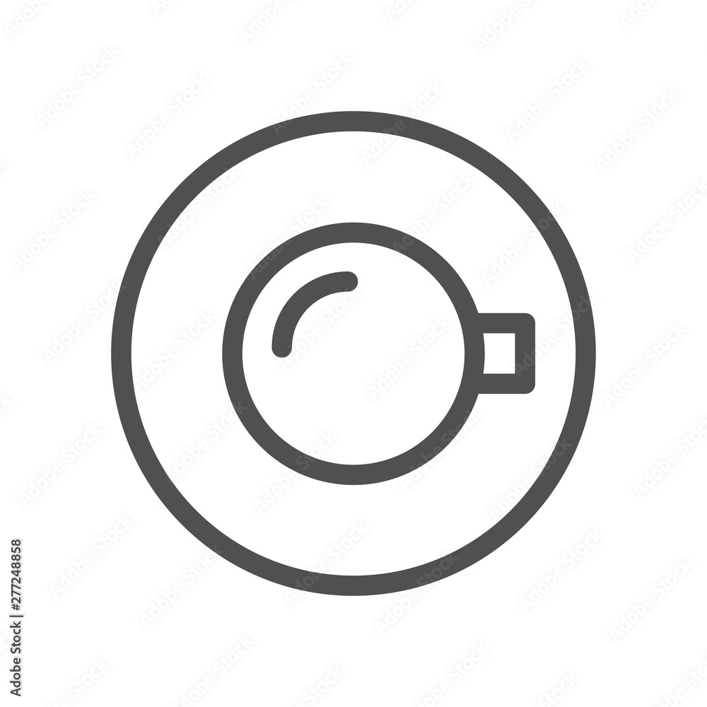 Cup of morning coffee, top view. Linear style icon. flat design element. Editable stroke. 48x48 Pixel Perfect Cup of morning coffee, top view. Linear style icon. flat design element. Editable stroke. 48x48 Pixel Perfect