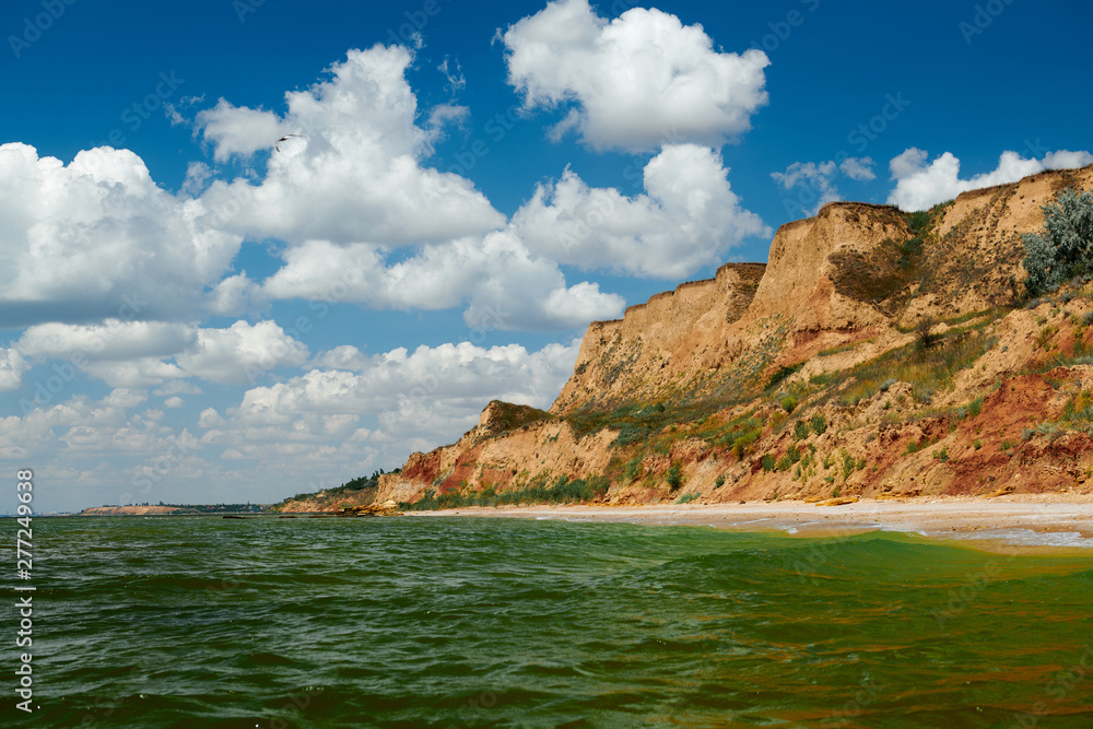 sea beach, wave and sand - beautiful summer landscape and travel concept, bright day and sky with clouds sea beach, wave and sand - beautiful summer landscape and travel concept, bright day and sky with clouds
