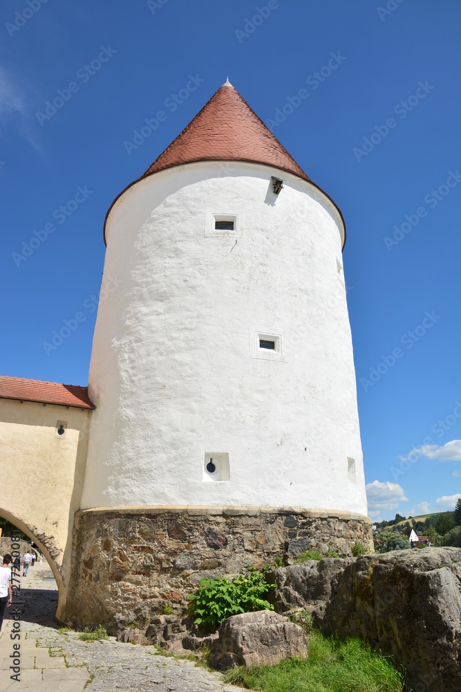 Historical SCHAIBLING tower in the city of Passau, southern Germany