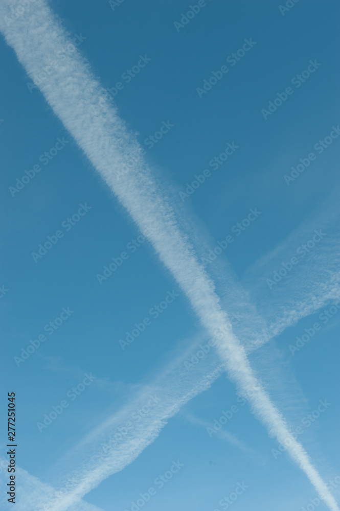 Trail of airplanes in the sky Trail of airplanes in the sky