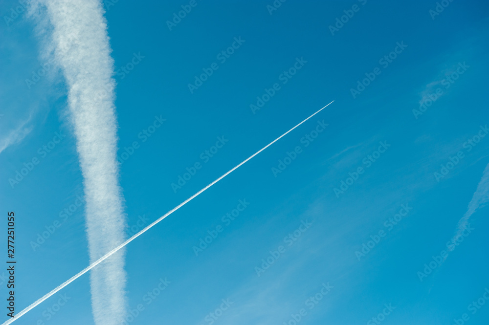 Trail of airplanes in the sky Trail of airplanes in the sky