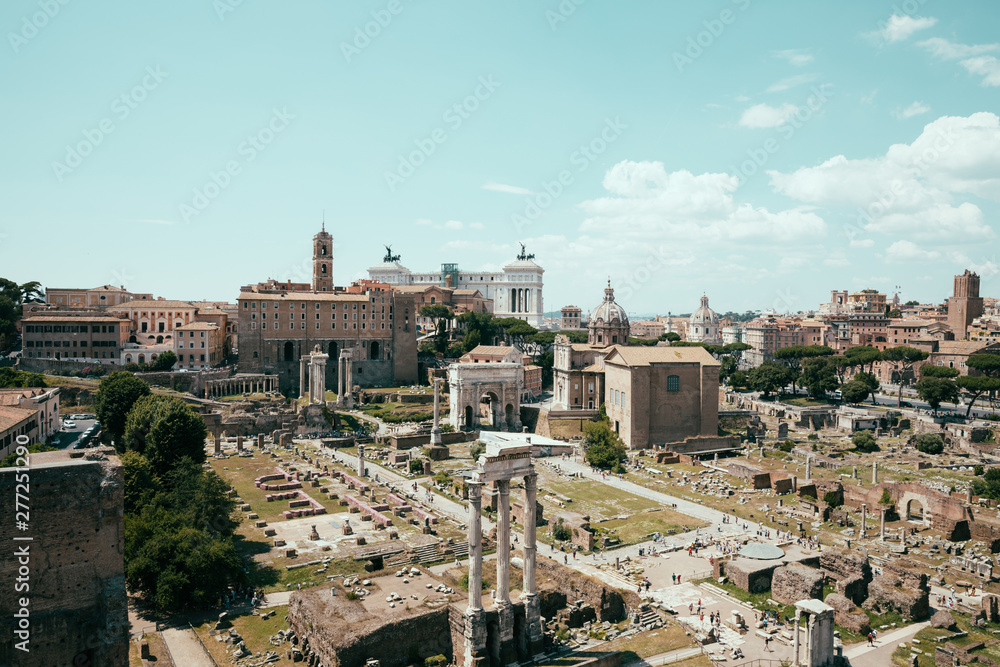 Panoramic view of Roman forum, also known by Forum Romanum