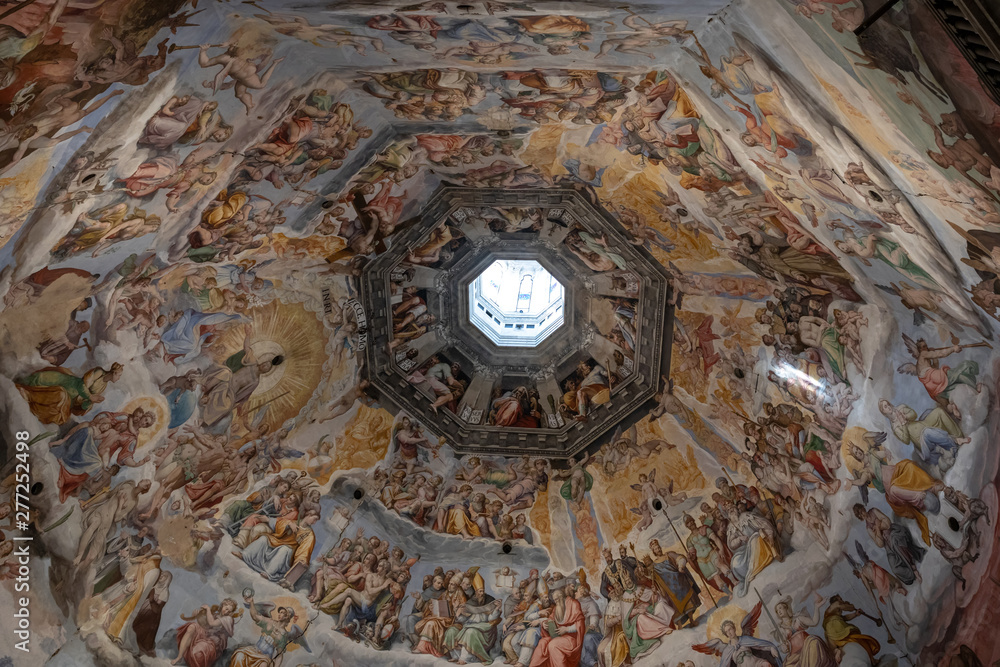 Panoramic view of Judgment Day on cupola of Cattedrale di Santa Maria del Fiore