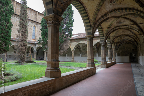 Panoramic view of inner garden of Basilica of Santa Maria Novella