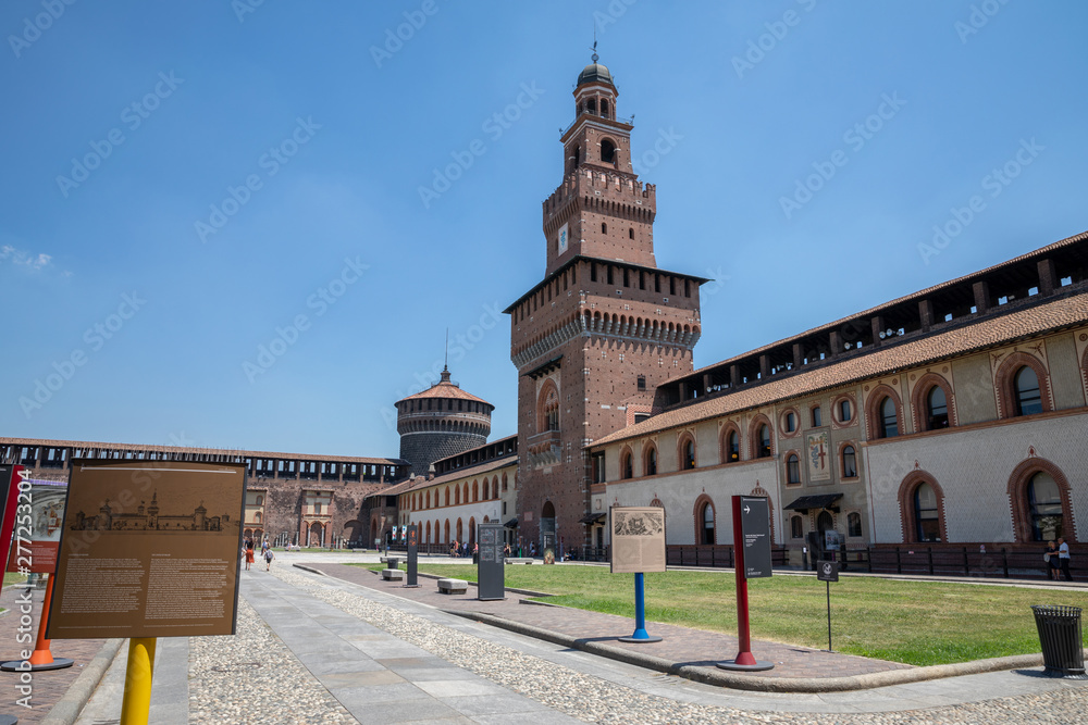 Panoramic view of exterior of Sforza Castle