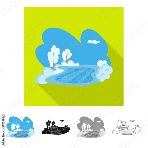 Vector design of pond and ice icon. Set of pond and winter stock vector illustration.