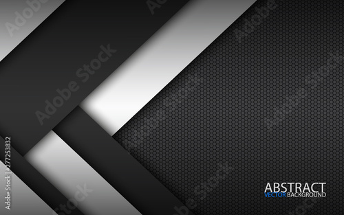 Black and white layers above each other, modern material design with a hexagonal pattern, corporate template for your business, vector abstract widescreen background