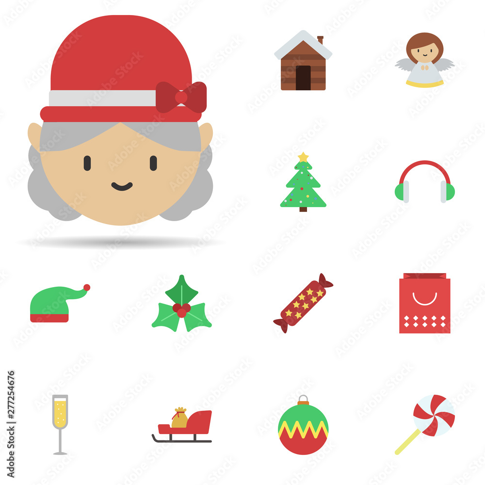 Santa woman, christmas 2 colored line icon. Universal set of christmas for website design and development, app development