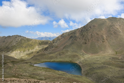 Panorama of lake scenes in mountains  national park Dombay  Caucasus