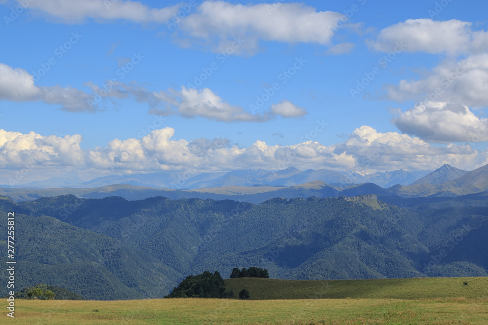 Panorama view of mountains and valley scenes in national park Dombay