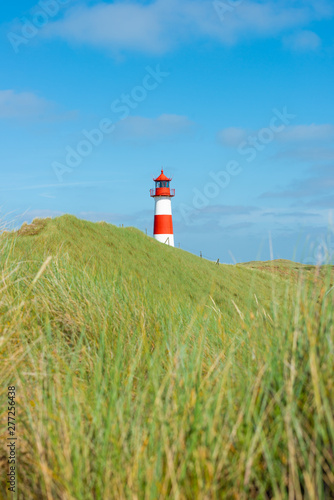  Lighthouse red white on dune. Sylt island     North Germany.  