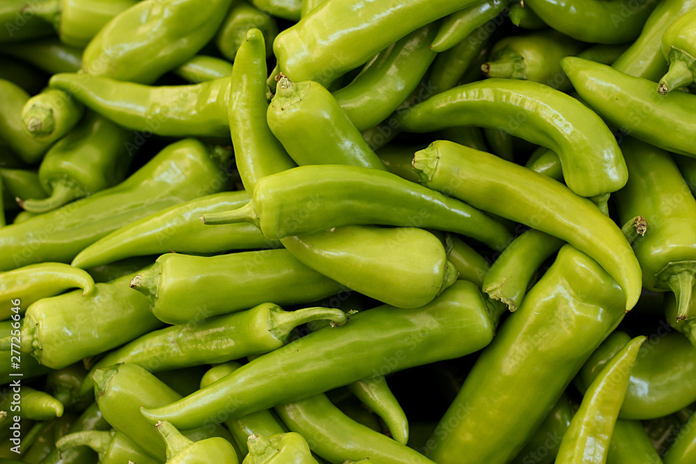 Fresh green peppers season on the market Fresh green peppers season on the market