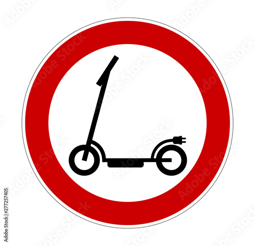 Elektro Scooter Verbot Schild, Vektor Illustration isoliert auf weißem Hintergrund