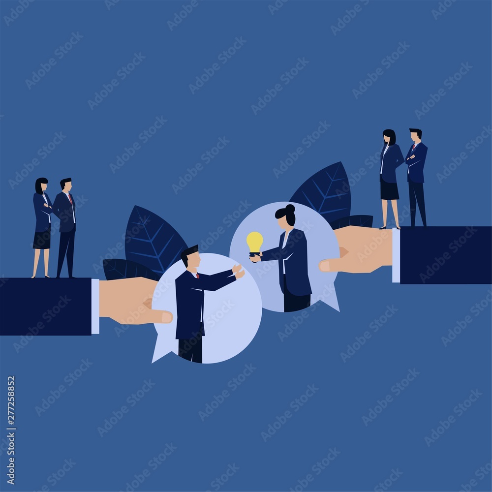 Obraz premium Business customer service give idea for problem solving with bubble chat.