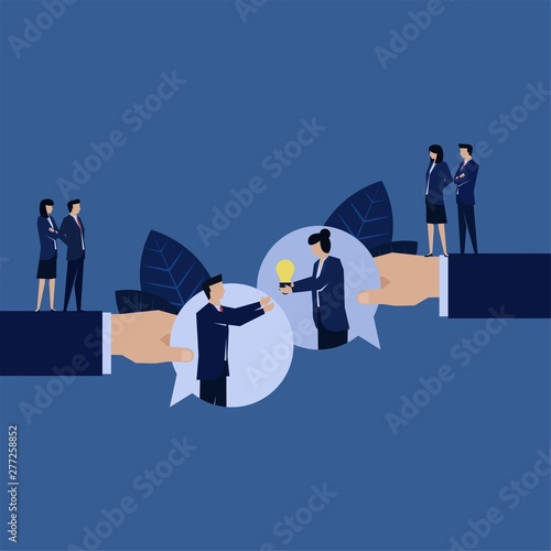 Business customer service give idea for problem solving with bubble chat.