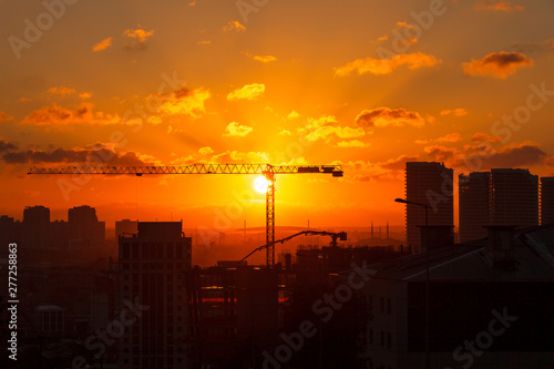 Construction site sunset