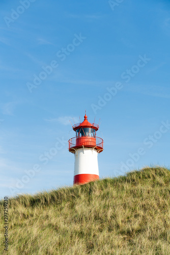 Lighthouse red white on dune. Sylt island     North Germany.  