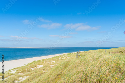 Lighthouse red white on dune. Sylt island – North Germany. 