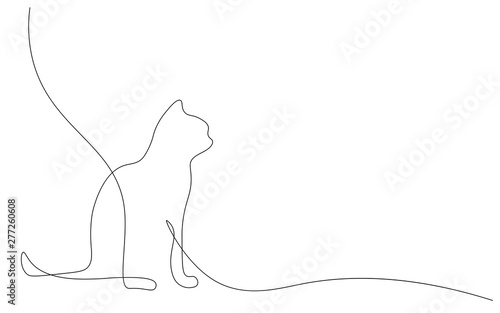 Cat silhouette on white background, vector illustration 
