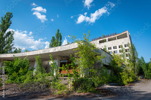  Abandoned building in Chernobyl Exclusion Zone, Ukraine - June 2019 Ghost City Prypiat abandoned after Chernobyl disaster - nuclear accident in Soviet Union that occurred on 26 April 1986.