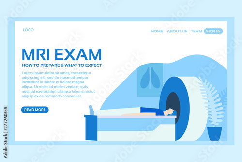 Medical web page concept. Web page design template of MRI exam. Modern vector illustration designs for website development