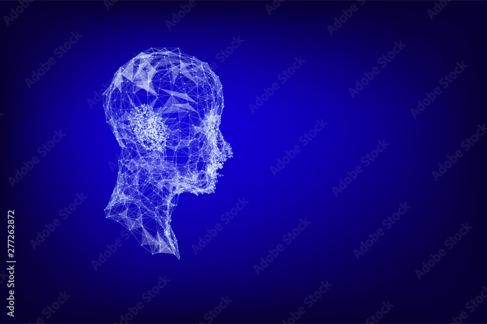 Human Head form lines, triangles and particle style design. Illustration vector
