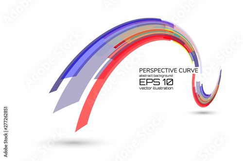 Abstract vector background element in blue red and white colors curve perspective
