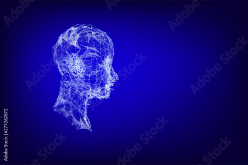 Human Head form lines, triangles and particle style design. Illustration vector