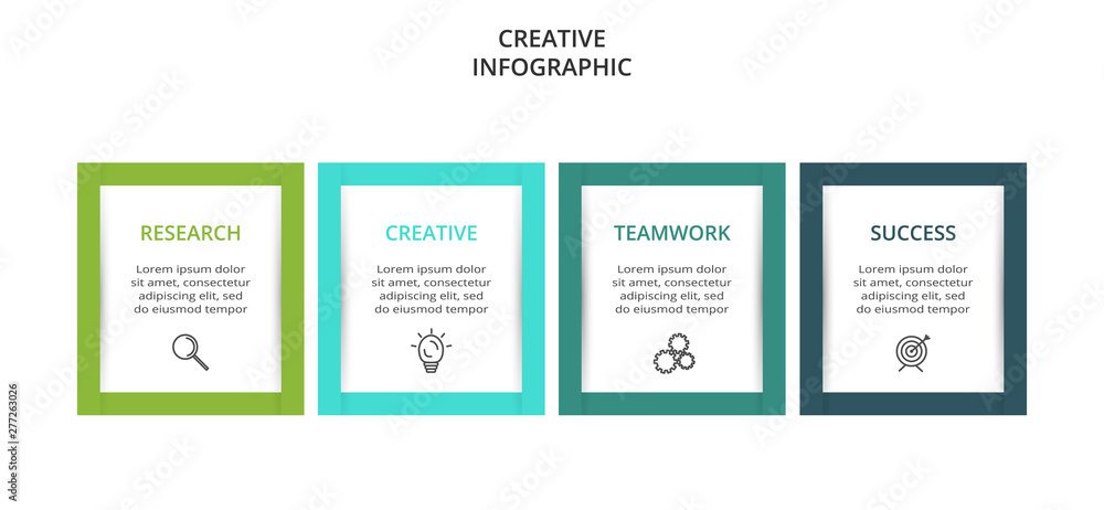 Creative concept for infographic with 4 steps, options, parts or processes. Business data visualization. Vector business template for timeline presentation.