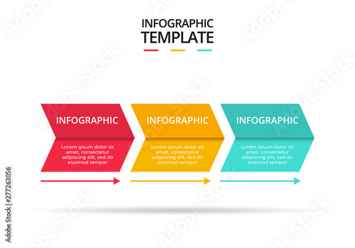 Abstract arrows of graph, diagram with 3 steps, options, parts or processes. Vector business template for presentation.