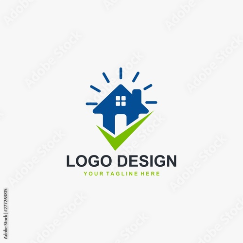 Home solution logo design, Real estate illustration - Vector